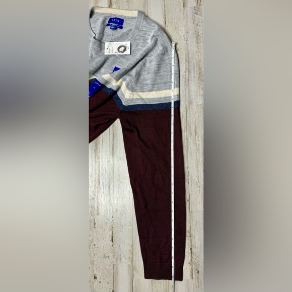 Apt 9 Seriously Soft Merino Wool Blend Sweater Mens XL Burgundy Colorblock NWT - Picture 7 of 13